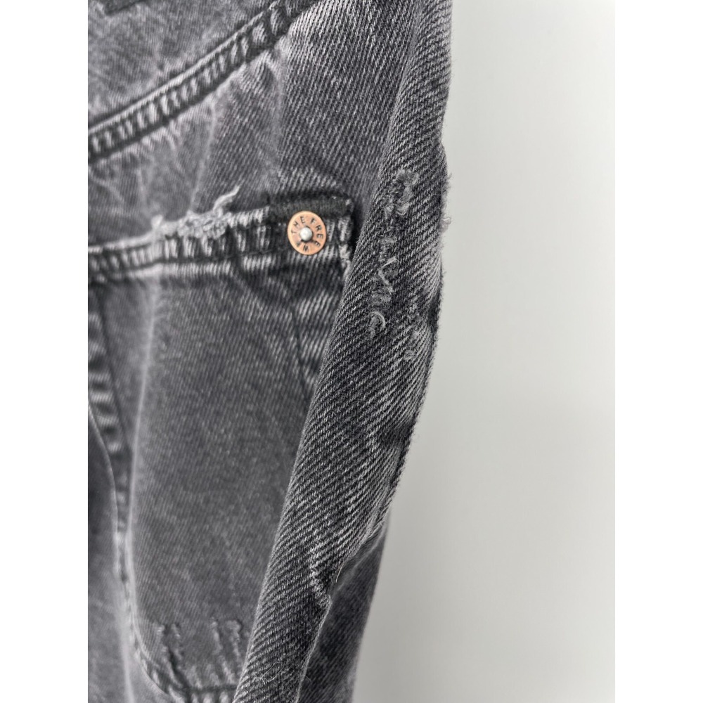 Free People Jeans Womens 25 Black The Lasso High Waist Distressed Straight Leg - Picture 4 of 11